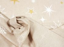 Textillux.sk - produkt Dekoračná vianočná látka biela hviezda so zlatom 140cm