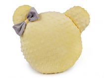 Textillux.sk - produkt Dekoračný vankúš minky s výplňou - myška - 15 žltá najsv. s mašľou