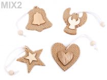 Textillux.sk - produkt Drevená / jutová vánočná hviezda, zvonček, srdce, anjel