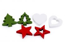 Drevená dekorácia srdce, hviezda, stromček
