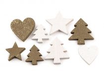 Textillux.sk - produkt Drevená dekorácia srdce, stromček, hviezda, anjel s glitrami