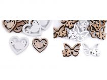 Textillux.sk - produkt Drevená dekorácia srdce, vtáčik, motýľ na nalepenie mix veľkostí