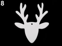 Textillux.sk - produkt Drevené dekorácie vianočná vločka, hviezda, strom, zvonček, koník, sob, na zavesenie / k nalepení - 8 biela sob