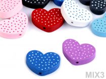 Textillux.sk - produkt Drevené koráliky medvedík, srdce, motýľ - 3 mix farieb srdce