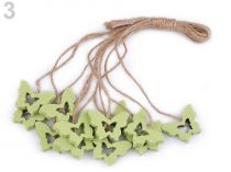 Textillux.sk - produkt Drevené srdce, motýľ, kvet s povrázkom - 3 zelená sv. motýľ