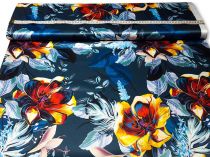 Textillux.sk - produkt Elastický satén maľovaný kvet 145 cm