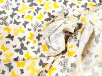 Textillux.sk - produkt Flanel šedý a žltý motýľ 150 cm