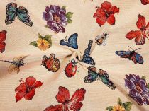 Textillux.sk - produkt Gobelínová látka motýle a kvety 140 cm