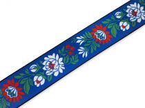 Textillux.sk - produkt Folklórna guma hladká šírka 40 mm - 7- modrá/biely kvet