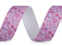 Textillux.sk - produkt Guma s potlačou šírka 25 mm - 2 ružová svetlá srdce