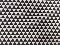 Hrubá bavlnená látka čiernohnedé trojuholníky 150 cm