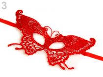 Textillux.sk - produkt Karnevalová maska detská - škraboška čipkovaná páv, motýľ - 3 (11 x 21,5 cm) červená