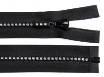 Textillux.sk - produkt Kostený zips šírka 4 mm dĺžka 40 cm so štrasovými kamienkami - čierna