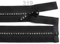 Textillux.sk - produkt Kostený zips šírka 4 mm dĺžka 65 cm so štrasovými kamienkami - 322 čierna