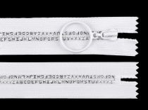 Kostený zips šírka 5 mm dĺžka 16 cm písmenká