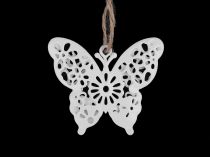 Textillux.sk - produkt Kovový motýľ, kvet na zavesenie - 1 biela motýľ
