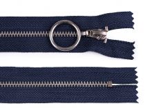 Textillux.sk - produkt Kovový zips šírka 4 mm dĺžka 20 cm so striebornými zúbkami - 330 modrá tmavá