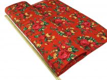 Textillux.sk - produkt Folklórna polyesterová látka krojová s veľkým kvetom šírka 145 cm - 03 veľký kvet-červená