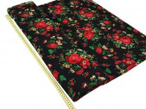 Textillux.sk - produkt Folklórna polyesterová látka krojová s veľkým kvetom šírka 145 cm - 04 veľký kvet- čierna