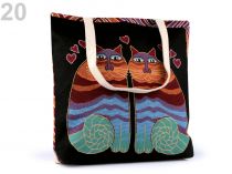 Textillux.sk - produkt Ľanová taška sovy 40x45 cm - 20 čierno-modrá mačka