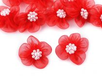 Textillux.sk - produkt Monofilový kvet Ø30 mm s korálikmi - 12 červená