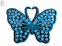 Textillux.sk - produkt Nažehlovačka motýľ s flitrami - 6 modrá blankytná