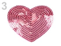 Textillux.sk - produkt Nažehlovačka srdce s flitrami - 3 ružová svetlá