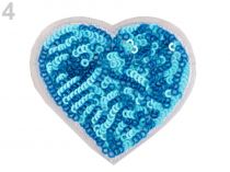 Textillux.sk - produkt Nažehlovačka srdce s flitrami - 4 modrá azuro