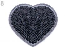 Textillux.sk - produkt Nažehlovačka srdce s flitrami - 8 šedá AB