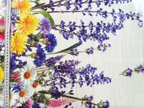 Textillux.sk - produkt Okrúhle PVC obrusy do interiéru a záhrady priemer 140 cm - 388 lúčne kvety na dreve, fialová