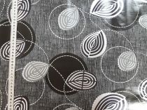 Textillux.sk - produkt Okrúhle PVC obrusy do interiéru a záhrady priemer 140 cm - 391 šedé lístky na čiernom