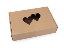 Textillux.sk - produkt Papierová krabica s priehľadom - srdce - 2 hnedá prírodná