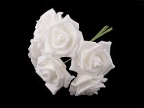 Textillux.sk - produkt Penová ruža na drôtiku Ø7 cm - biela