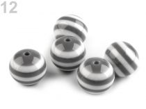 Textillux.sk - produkt Plastové koráliky s prúžkom Ø16 mm  - 12 šedá perlovo