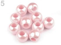 Textillux.sk - produkt Plastové koráliky s veľkým prievlakom perleť 11x15 mm - 5 ružová sv.