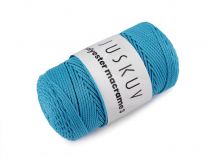 Textillux.sk - produkt Pletacia priadza PES macramé 3; 100 g - 8 (39) modrá tyrkys.