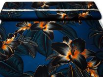 Textillux.sk - produkt Polyesterová šatovka čierno-zlatý kvet na nočnej oblohe 145 cm