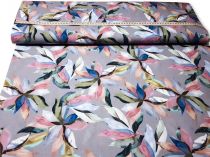 Textillux.sk - produkt Polyesterová šatovka maľovaný kvet na šedom 150 cm