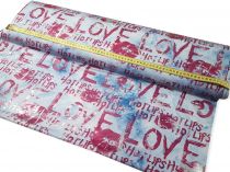 Polyesterový úplet nápis LOVE šírka 150 cm