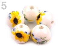 Textillux.sk - produkt Porcelánové koráliky s kvetmi Ø12 mm  - 5 žltá narcisová