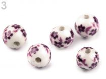 Textillux.sk - produkt Porcelánové koráliky s kvetmi Ø8 mm - 3 fialová tmavá