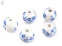 Textillux.sk - produkt Porcelánové koráliky s kvetmi Ø8 mm - 4 modrá nezábudková