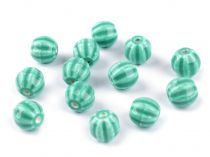 Textillux.sk - produkt Porcelánové korálky ryhované Ø13 mm - 5 zelená pastelová