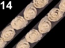 Textillux.sk - produkt Prámik na tyle šírka 20 mm s ružami - 14 vanilka