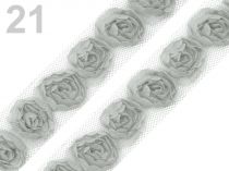 Textillux.sk - produkt Prámik na tyle šírka 20 mm s ružami - 21 šedá svetlá