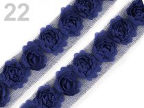 Textillux.sk - produkt Prámik na tyle šírka 20 mm s ružami - 22 modrá berlínska