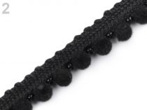 Textillux.sk - produkt Prámik / paspulka so zamatovými perlami šírka 12 mm - 2 čierna