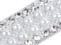 Textillux.sk - produkt Prámik s perlami a sklenenými brúsenými kamienkami šírka 10 mm nažehlovací