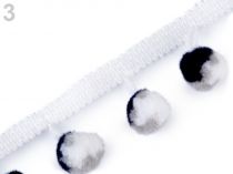 Textillux.sk - produkt Prámik šírka 25 mm s multi color brmbolcami Ø15 mm - 3 biela modrá tmavá