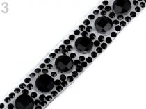 Textillux.sk - produkt Prámik so sklenenými brúsenými kamienkami šírka 12 mm nažehlovací - 3 čierna